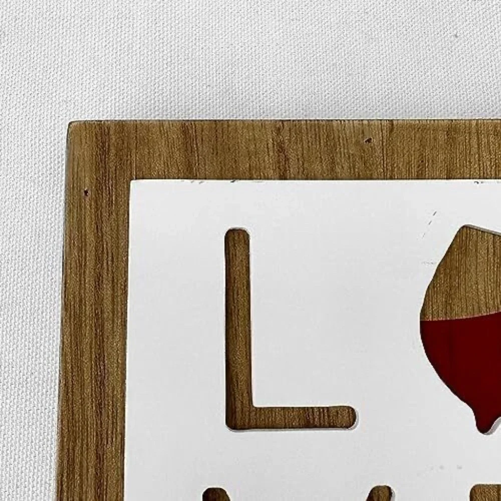 New Room &Retreat Sign Wood Block Love Box Home Décor Red Wine 2 Dimensional NWT